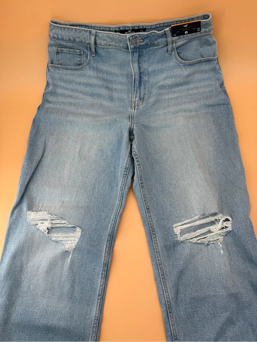 Hollister Ultra High Rise Dad Jeans Vintage Stretch Wide Straight Legs Baggy